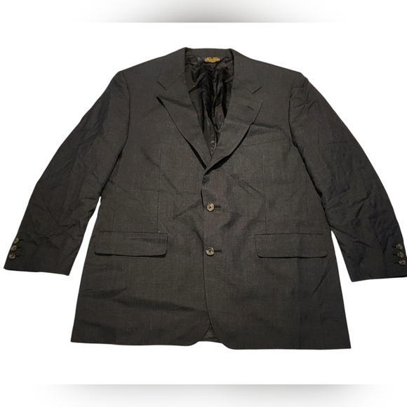 BROOKS BROTHERS DARK GRAY BLAZER 2 BUTTONS SIZE  48 R EUC - Picture 1 of 5